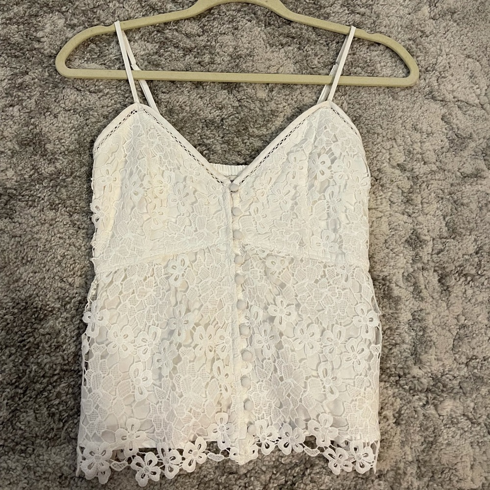 Abercrombie & Fitch - White Lace Buttoned Top